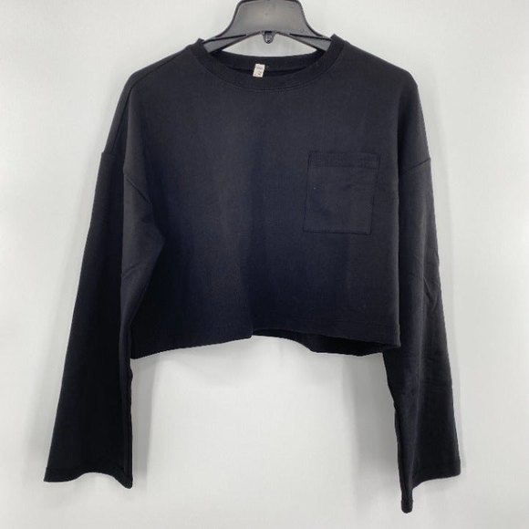 Free People NWT Sunny Set 2 Piece Sweatshirt Shorts Athleisure Set Black SM New - Picture 4 of 11